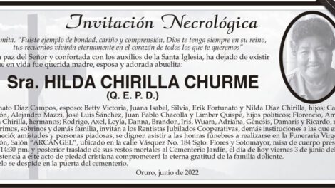 Invitación Necrológica de Hilda Chirilla Churme