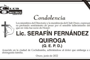 Condolencia por el fallecimiento de Lic. Serafín Fernández Quiroga
