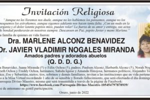 Misa Virtual en memoria de Dra. Marlene Alconz y Dr. Javier Nogales
