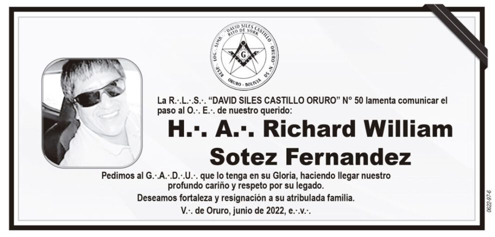 Obituario de Richard William Sotez Fernandez