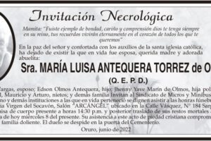 Necrológica María Luisa Antequera Torrez