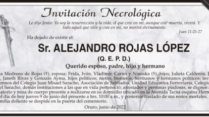 Invitación Necrológica: Sr. Alejandro Rojas López (Q. E. P. D.)