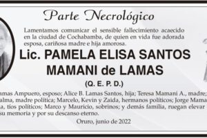 Parte Necrológico: Lic. Pamela Elisa Santos Mamani