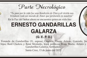 Parte Necrológico de Ernesto Gandarillas Galarza