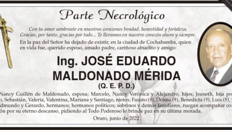 Necrológico de Ing. José Eduardo Maldonado Mérida
