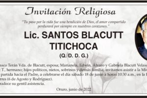 Lic. Santos Blacutt Titichoca obituario
