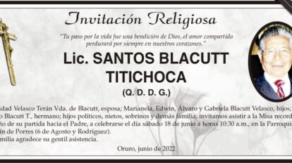 Lic. Santos Blacutt Titichoca obituario
