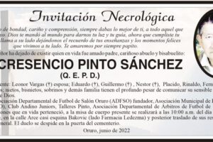 Invitación Necrológica de Cresencio Pinto Sánchez