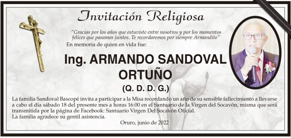 Ing. Armando Sandoval Ortuño Misa recordatoria