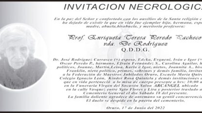 Prof. Enriqueta Ceresa Peredo Pacheco Vda. De Rodriguez