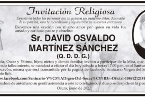 Invitación religiosa en memoria de David Osvaldo Martínez Sánchez