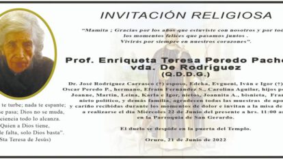 Prof. Enriqueta Teresa Peredo Pacheco vda. De Rodriguez (Q.D.D.G.)