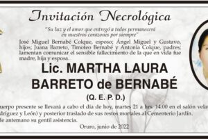 Lic. Martha Laura Barreto de Bernabé Q. E. P. D.