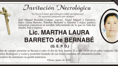 Lic. Martha Laura Barreto de Bernabé Q. E. P. D.