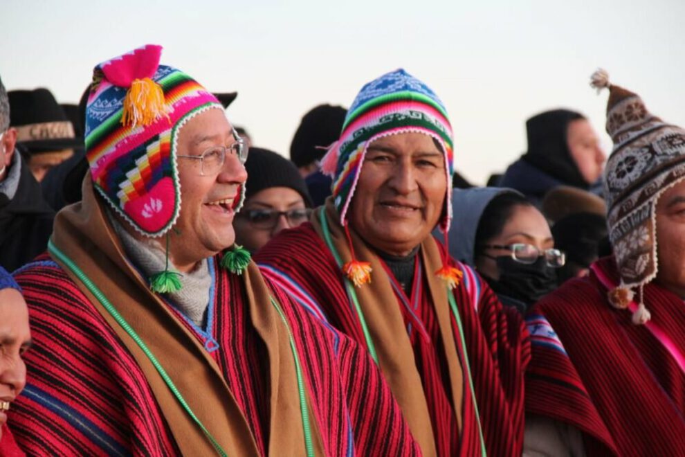 Año Nuevo Andino con Luis Arce y Evo Morales recibiendo el sol