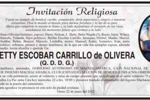 Invitación Religiosa para Betty Escobar Carrillo