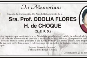 Obituario de Odolia Flores H. de Choque