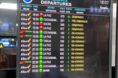 BoA retrasos vuelos en el aeropuerto de Viru Viru