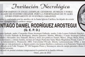 Invitación Necrológica de Santiago Daniel Rodríguez Arostegui