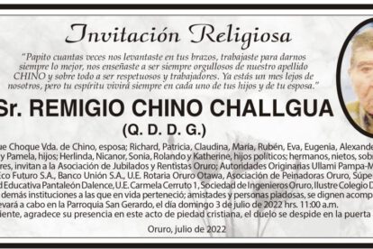Obituario de Remigio Chino Challgua