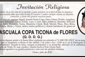 Obituario de Pascuala Copa Ticona