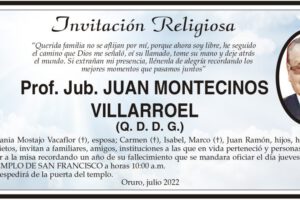 Invitación Religiosa para Juan Montecinos Villarroel