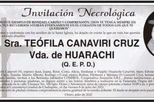 Invitación Necrológica de Teófila Canaviri Cruz