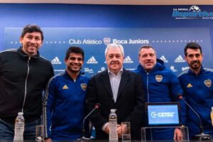 Entrenador de Boca durante la conferencia de prensa