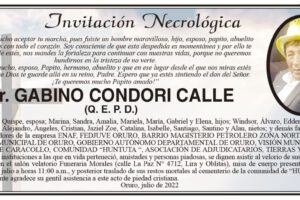 Invitación Necrológica para Gabino Condori Calle