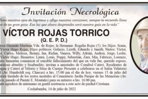 Invitación Necrológica para Víctor Rojas Torrico
