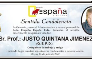 Condolencias por el fallecimiento de Justo Quintana Jimenez