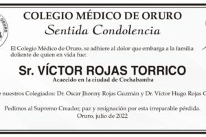 Condolencias por la muerte de Víctor Rojas Torrico
