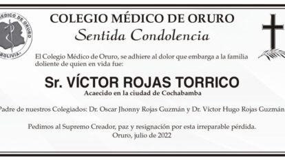 Condolencias por la muerte de Víctor Rojas Torrico