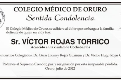 Condolencias por la muerte de Víctor Rojas Torrico