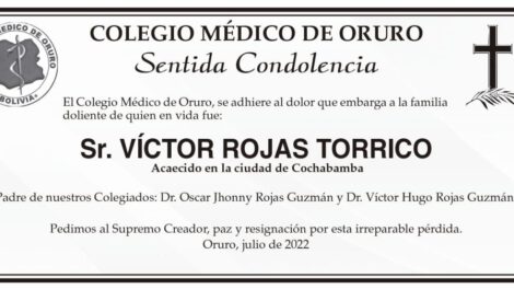 Condolencias por la muerte de Víctor Rojas Torrico