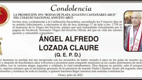 Condolencia por Ángel Alfredo Lozada Claure