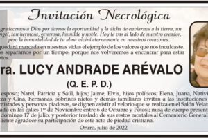 Invitación necrológica de Lucy Andrade Arévalo