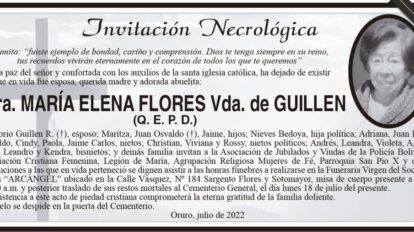 Invitación Necrológica: María Elena Flores Vda. de Guillen