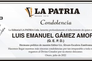 Condolencia por Luis Emanuel Gámez Amorós
