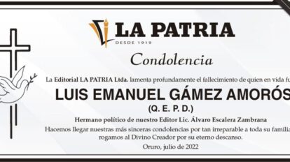 Condolencia por Luis Emanuel Gámez Amorós