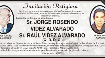 Invitación Religiosa: Jorge Rosendo Videzt Alvarado