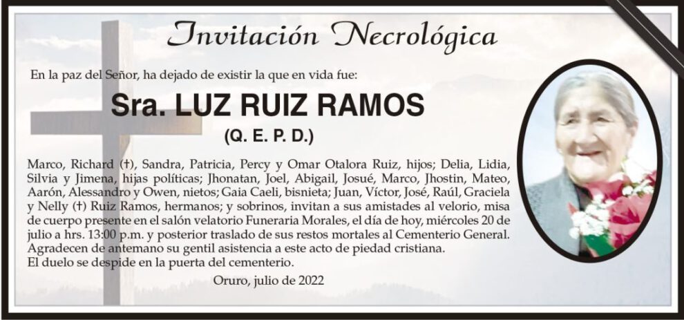 Necrológica Luz Ruiz Ramos