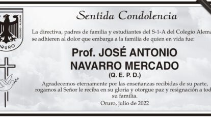 Condolencias por el fallecimiento del Prof. José Antonio Navarro Mercado