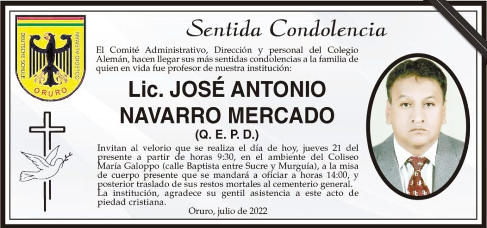 Lic. José Antonio Navarro Mercado Q. E. P. D.