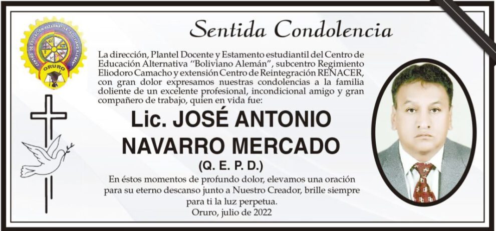 Lic. José Antonio Navarro Mercado Q. E. P. D.