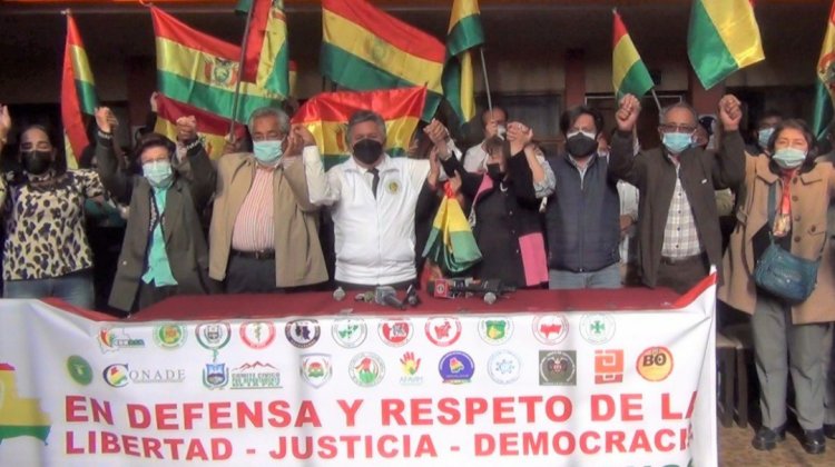 Marcha nacional en defensa de la libertad convocada por el Colegio Médico de Bolivia