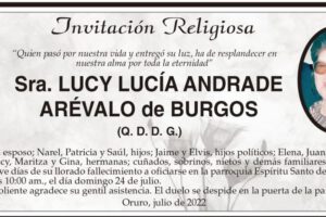 Invitación Religiosa para Lucy Lucía Andrade Arévalo
