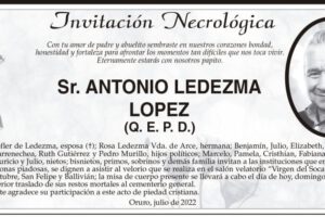 Invitación Necrológica para Antonio Ledezma Lopez