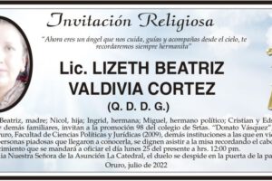 Lic. Lizeth Beatriz Valdivia Cortez, misa recordatoria