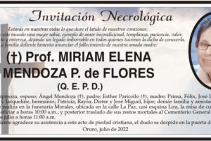 Invitación Necrológica: Prof. Miriam Elena Mendoza P. de Flores